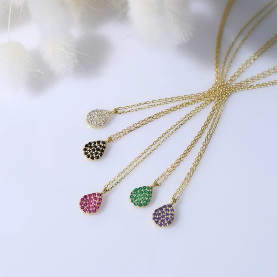 Pear Emerald CZ 925 Sterling Silver Necklace Pear Emerald CZ 925 Sterling Silver Necklace