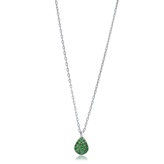 Pear Emerald CZ 925 Sterling Silver Necklace Pear Emerald CZ 925 Sterling Silver Necklace