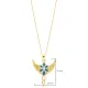 Blue Enamel Phoenix Design Pear CZ Stone Silver Charm Necklace Blue Enamel Phoenix Design Pear CZ Stone Silver Charm Necklace