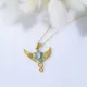 Blue Enamel Phoenix Design Pear CZ Stone Silver Charm Necklace Blue Enamel Phoenix Design Pear CZ Stone Silver Charm Necklace