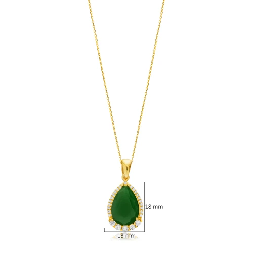 Pear Green CZ 925 Sterling Silver Necklace Pear Green CZ 925 Sterling Silver Necklace