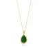 Pear Design Green CZ Stone Silver Charm Necklace Pendant