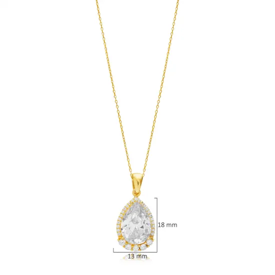Pear White CZ 925 Sterling Silver Necklace