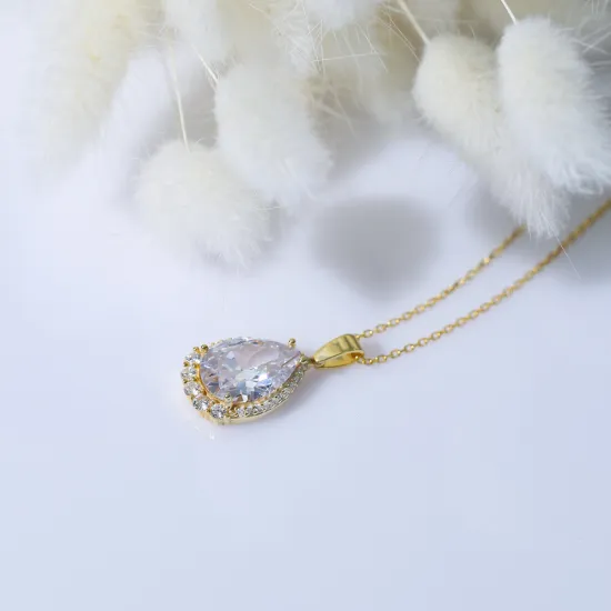 Pear White CZ 925 Sterling Silver Necklace