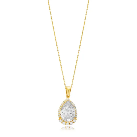 Pear White CZ 925 Sterling Silver Necklace