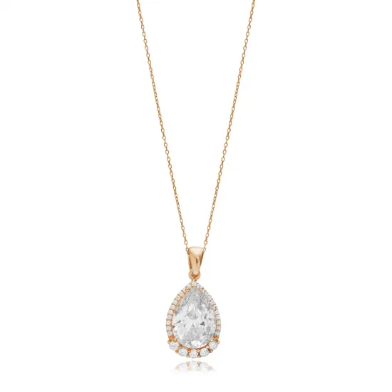 Pear White CZ 925 Sterling Silver Necklace