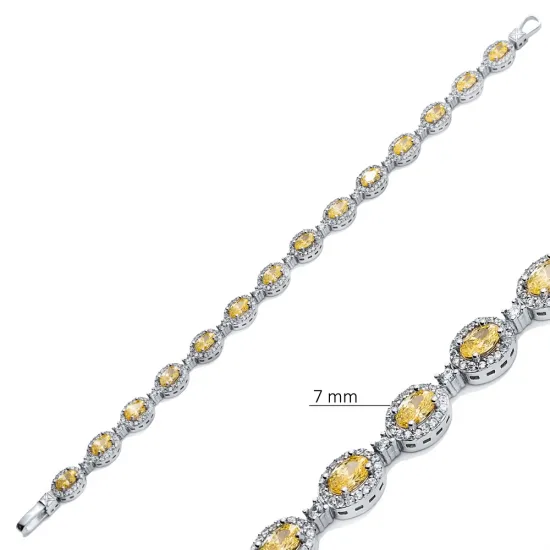 Tennis Oval Citrine CZ 925 Sterling Silver Bracelet Tennis Oval Citrine CZ 925 Sterling Silver Bracelet