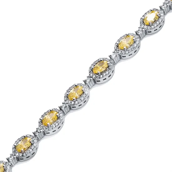 Tennis Oval Citrine CZ 925 Sterling Silver Bracelet Tennis Oval Citrine CZ 925 Sterling Silver Bracelet