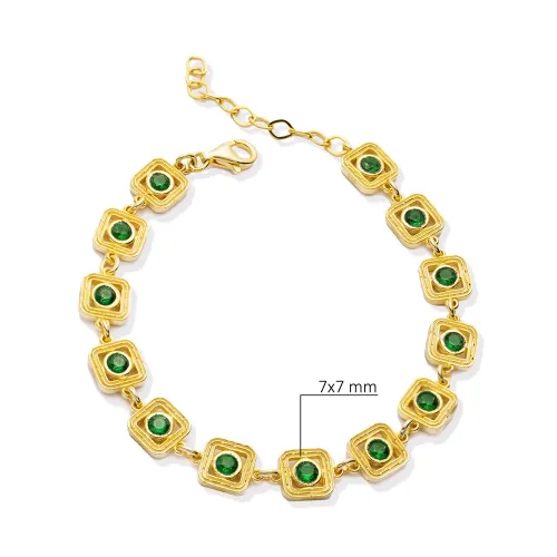 Emerald CZ Square 925 Sterling Silver Bracelet