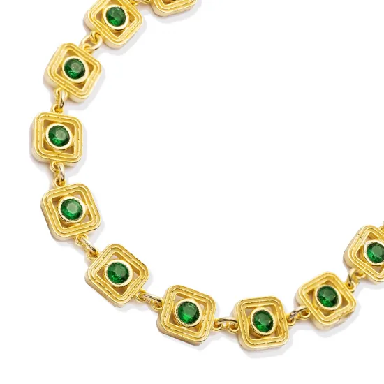 Emerald CZ Square 925 Sterling Silver Bracelet