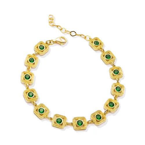 Emerald CZ Square 925 Sterling Silver Bracelet