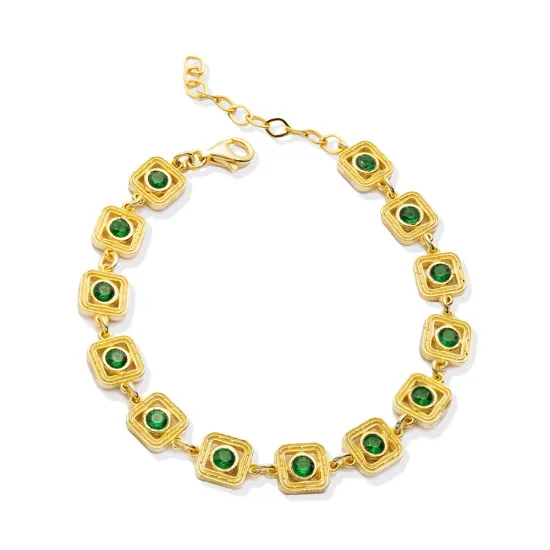 Emerald CZ Square 925 Sterling Silver Bracelet