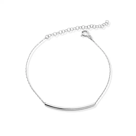 925 Silver Plain Long Bar Chain Anklet