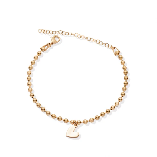 Laser Heart Shape Ball Chain Sterling Silver Bracelet Laser Heart Shape Ball Chain Sterling Silver Bracelet