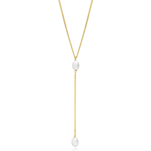 Pearl Long Y 925 Sterling Silver Necklace