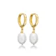 Single Pearl Charm Silver Dangle Earring Single Pearl Charm Silver Dangle Earring