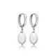 Single Pearl Charm Silver Dangle Earring Single Pearl Charm Silver Dangle Earring