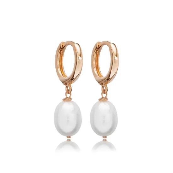 Single Pearl Charm Silver Dangle Earring Single Pearl Charm Silver Dangle Earring