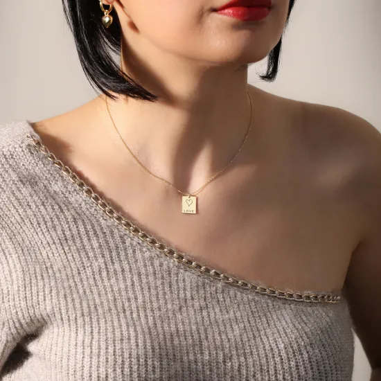 Laser Love Message 925 Sterling Silver Necklace Laser Love Message 925 Sterling Silver Necklace