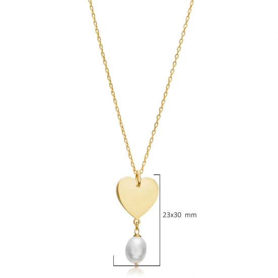 Heart Plated Pearl 925 Sterling Silver Necklace Heart Plated Pearl 925 Sterling Silver Necklace