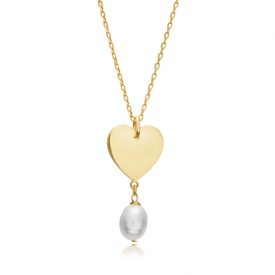 Heart Plated Pearl 925 Sterling Silver Necklace Heart Plated Pearl 925 Sterling Silver Necklace