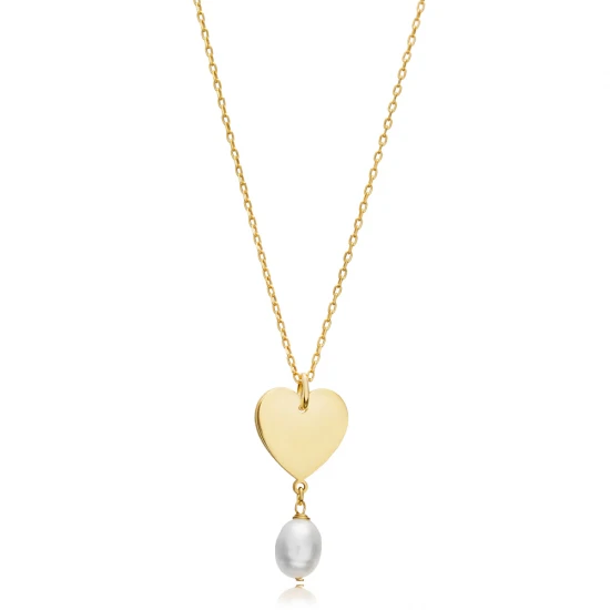 Heart Plated Pearl 925 Sterling Silver Necklace Heart Plated Pearl 925 Sterling Silver Necklace