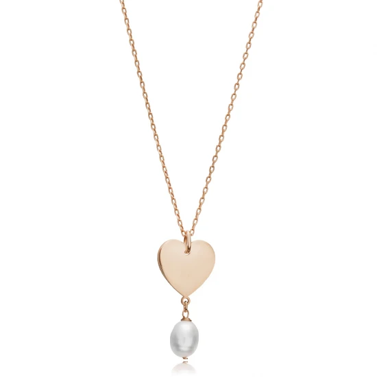 Heart Plated Pearl 925 Sterling Silver Necklace Heart Plated Pearl 925 Sterling Silver Necklace