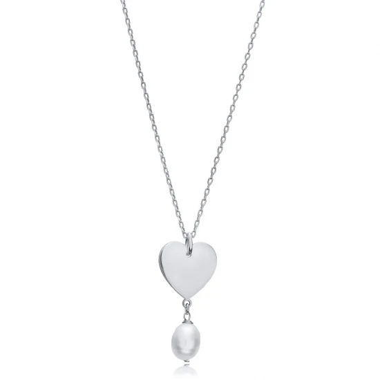 Heart Plated Pearl 925 Sterling Silver Necklace Heart Plated Pearl 925 Sterling Silver Necklace