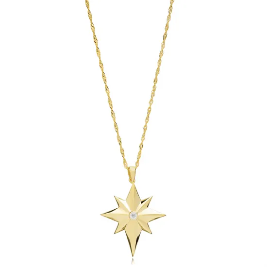 North Star Design Charm Silver Necklace