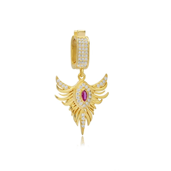Phoenix CZ Ruby 925 Sterling Silver Bangle | 925 Sterling Silver Wholesale | Sade Silver Phoenix CZ Ruby 925 Sterling Silver Bangle - Sade 925 Silver Jewelry