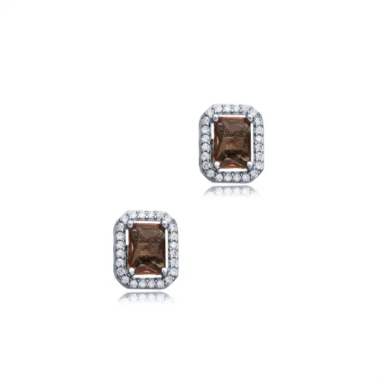 Rectangle Zultanite Silver Stud Earrings Rectangle Zultanite Silver Stud Earrings