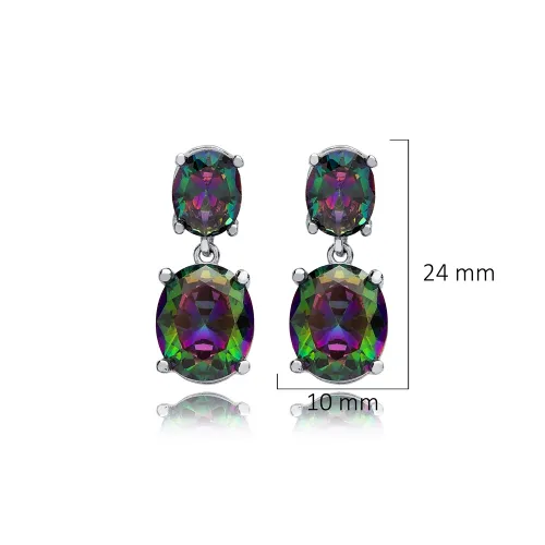 Mystic Topaz Oval Cluster 925 Sterling Silver Earrings