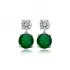 Emerald CZ Round Cluster 925 Sterling Silver Earrings