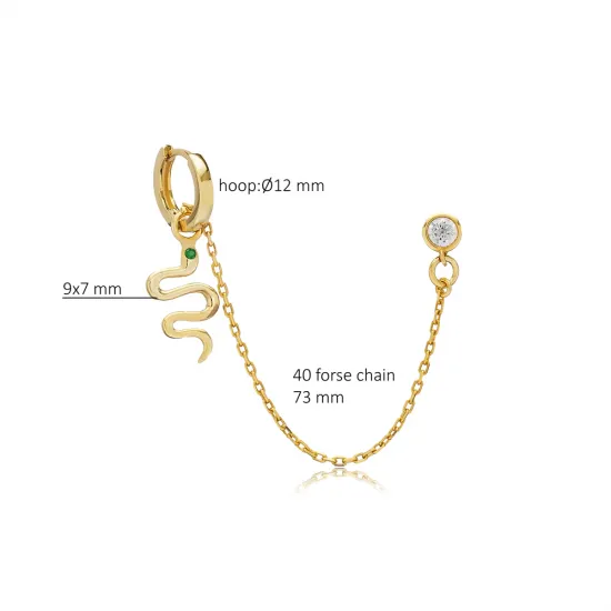 Snake CZ Emerald Single 925 Sterling Silver Earrings Snake CZ Emerald Single 925 Sterling Silver Earrings