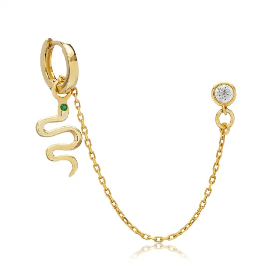 Snake CZ Emerald Single 925 Sterling Silver Earrings Snake CZ Emerald Single 925 Sterling Silver Earrings