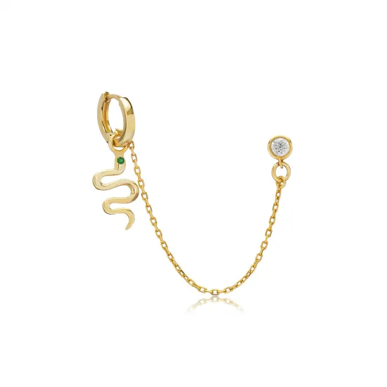 Snake CZ Emerald Single 925 Sterling Silver Earrings Snake CZ Emerald Single 925 Sterling Silver Earrings