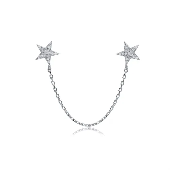 Star Shape CZ Single 925 Sterling Silver Earrings