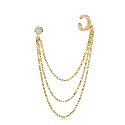 CZ Layered Chain Cartilage 925 Sterling Silver Earrings