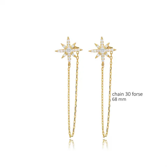 North Star CZ Earrings in 925 Sterling Silver