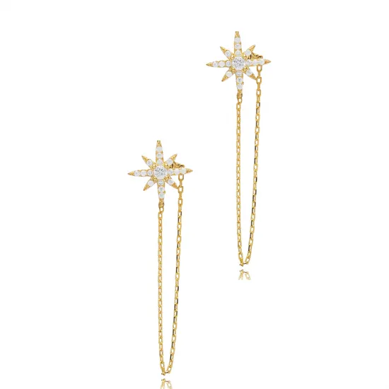 North Star CZ Earrings in 925 Sterling Silver