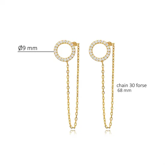 Hollow Design CZ Chain Stud Earring Hollow Design CZ Chain Stud Earring