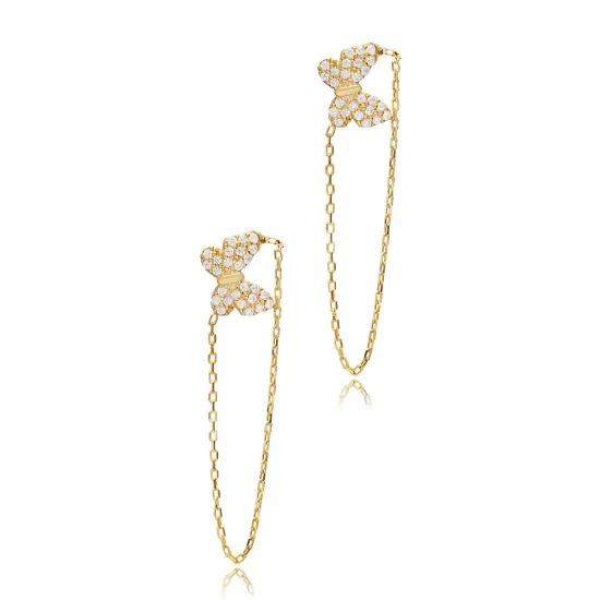 925 Sterling Silver Butterfly CZ Earrings
