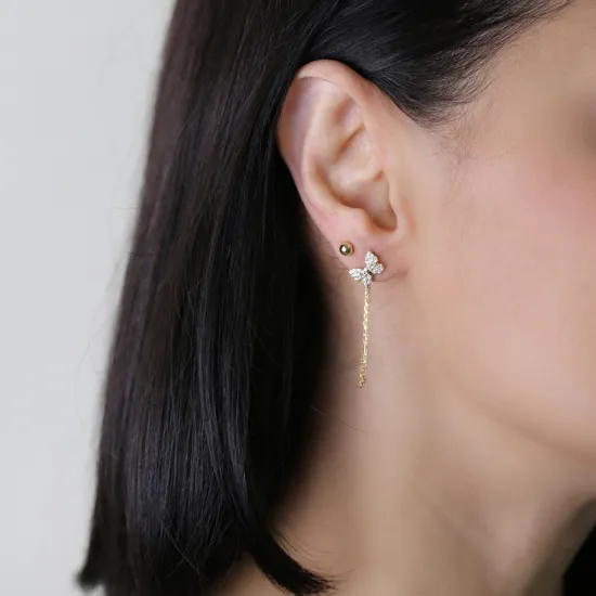 925 Sterling Silver Butterfly CZ Earrings