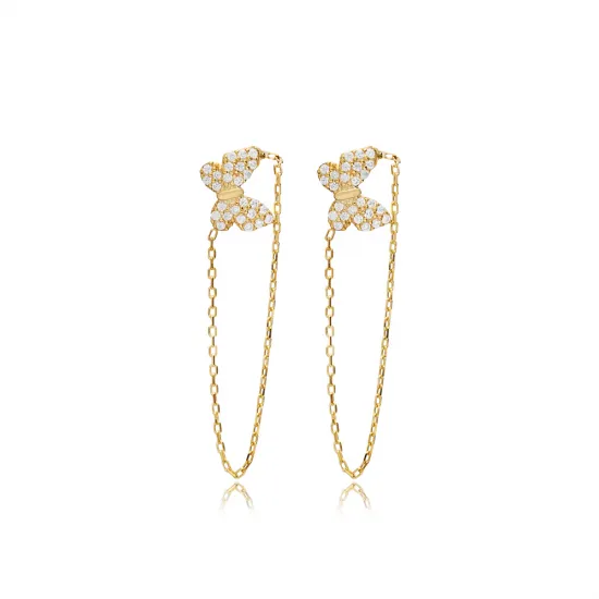 925 Sterling Silver Butterfly CZ Earrings