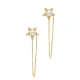 Flower Shape Pearl Chain 925 Sterling Silver Earrings Flower Shape Pearl Chain 925 Sterling Silver Earrings