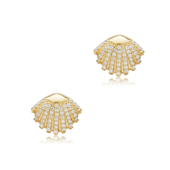 Seashell CZ 925 Sterling Silver Earrings - Sade 925 Silver Jewelry