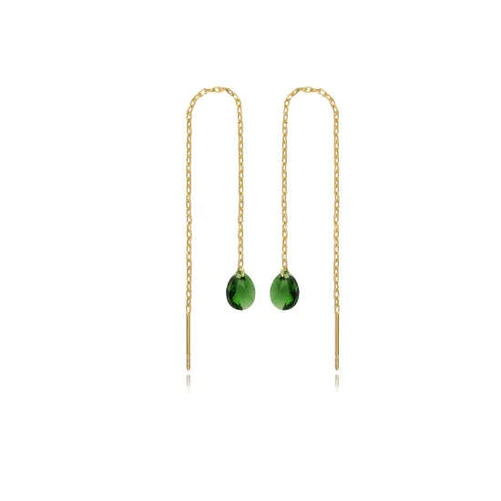 Silver Emerald Stone Threader Earring Silver Emerald Stone Threader Earring