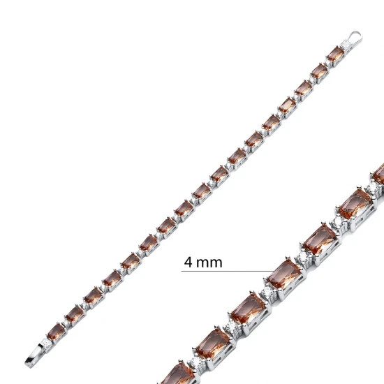 Recktangle Zultanite CZ Tennis Sterling Silver Bracelet Recktangle Zultanite CZ Tennis Sterling Silver Bracelet