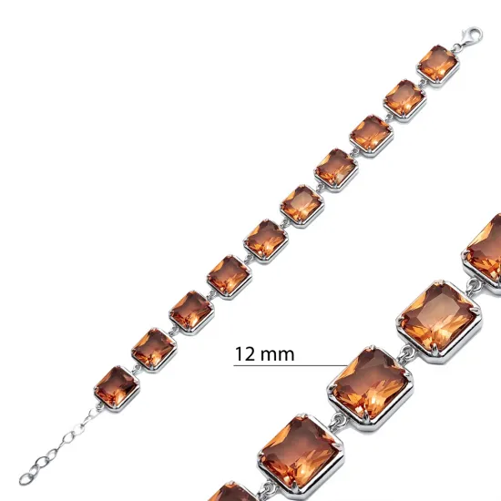 Square 12mm Zultanite Tennis Sterling Silver Bracelet | 925 Sterling Silver Wholesale | Sade Silver Square 12mm Zultanite Tennis Sterling Silver Bracelet - Sade 925 Silver Jewelry