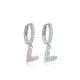 Double Sided Pink Enamel Heart Dangle Silver Earrings - Sade 925 Silver Jewelry